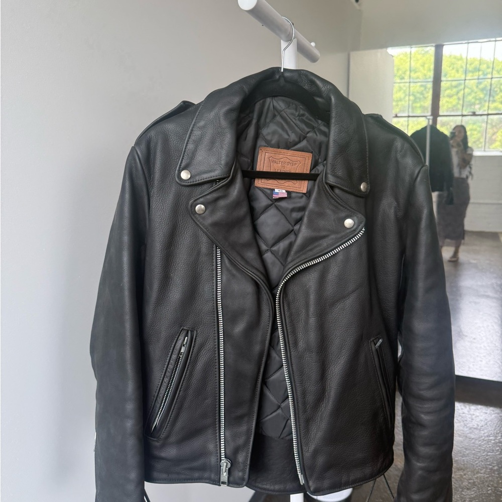 Walter Dyer Black Leather Biker Jacket